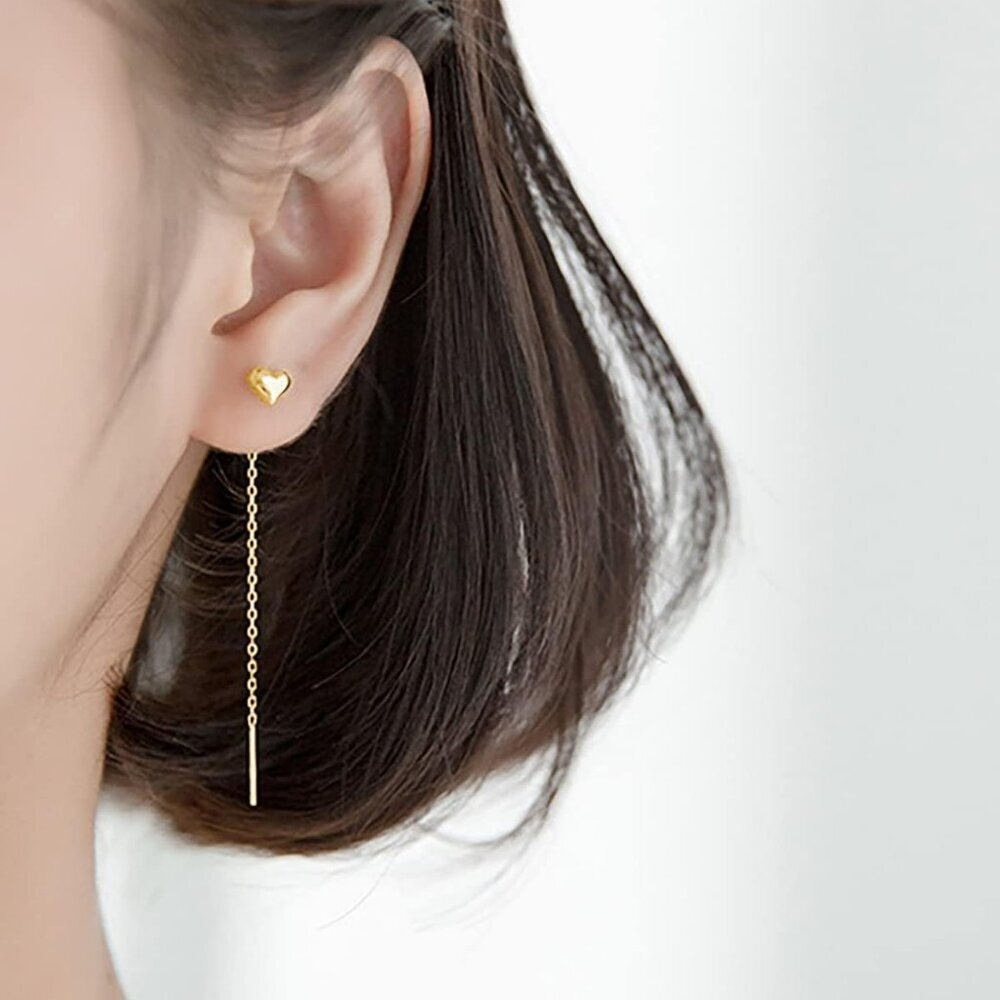 Solid 925 Sterling Silver Tiny Cute Heart Dangle … - image 2